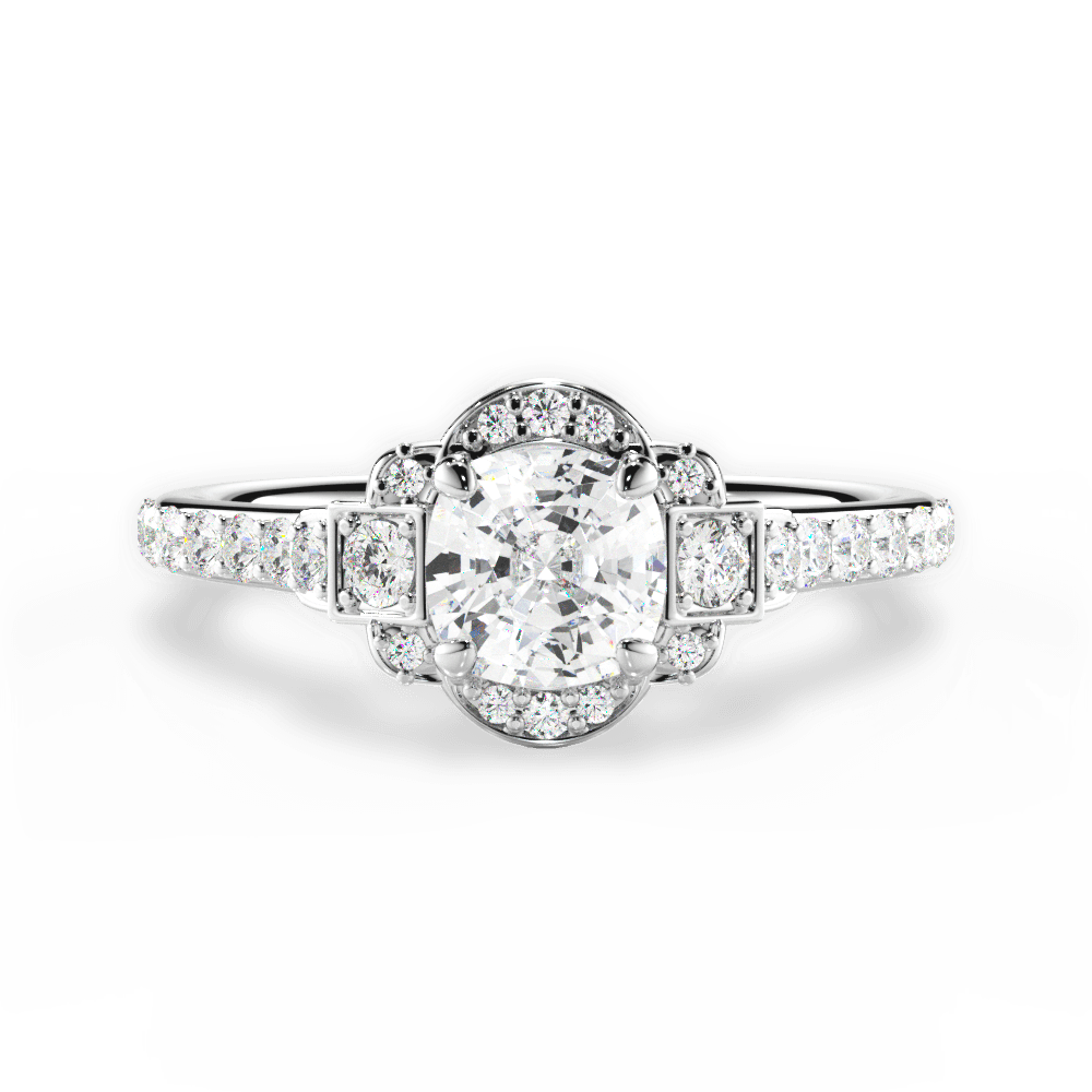 Joyce Cushion Cut Lab Grown Diamond 18Kt White Gold Engagement Ring