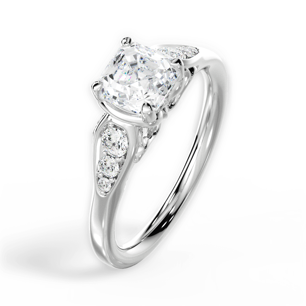 Cecilia Asscher Cut Lab Grown Diamond 14Kt White Gold Engagement Ring - View 2