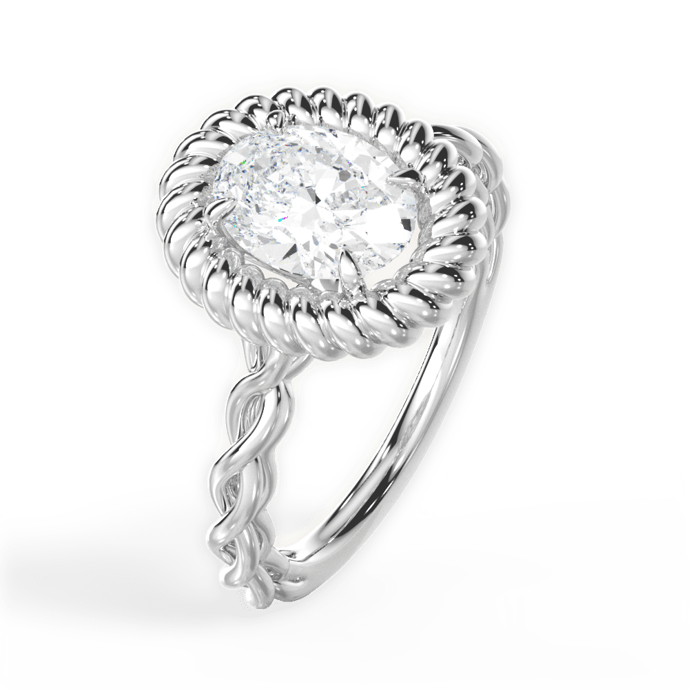 Belinda Oval Cut Lab Grown Diamond Platinum Engagement Ring - View 4