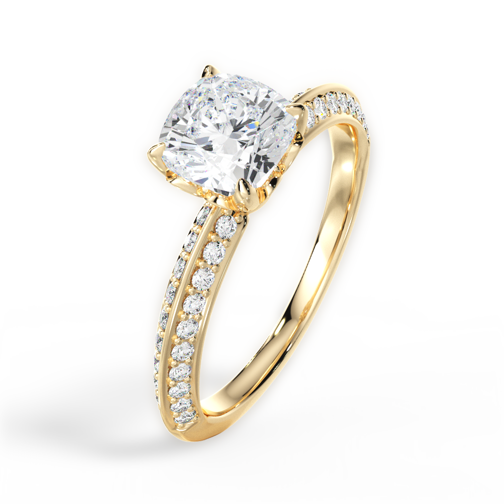 Gail Cushion Cut Lab Grown Diamond 18Kt Yellow Gold Engagement Ring - View 4