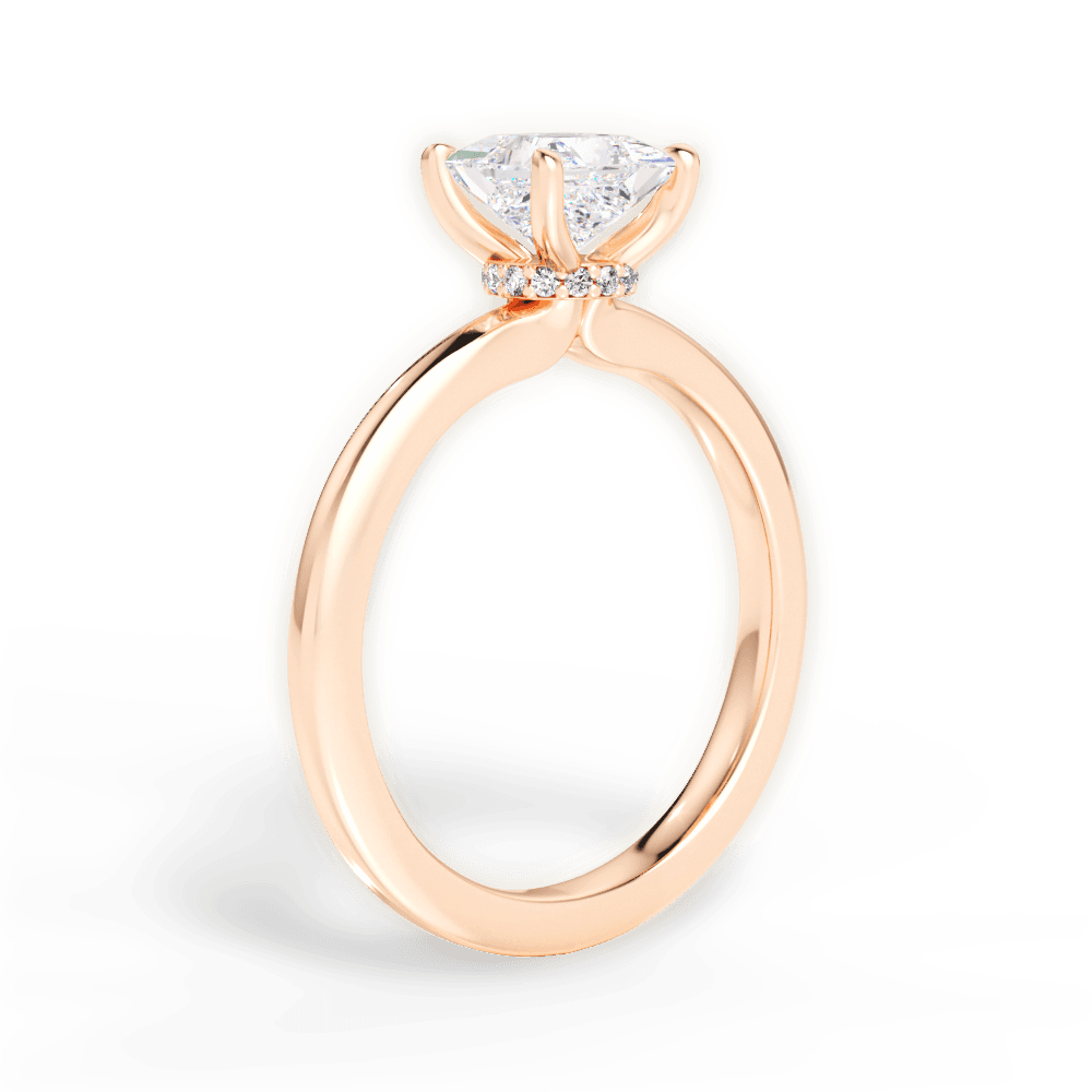 Cara Princess Cut Lab Grown Diamond 18Kt Rose Gold Engagement Ring - View 3