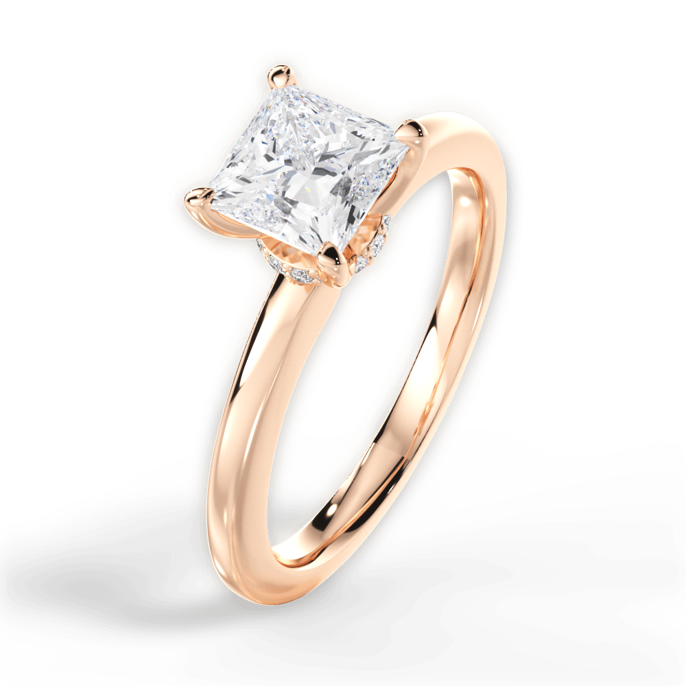 Cara Princess Cut Lab Grown Diamond 18Kt Rose Gold Engagement Ring - View 4