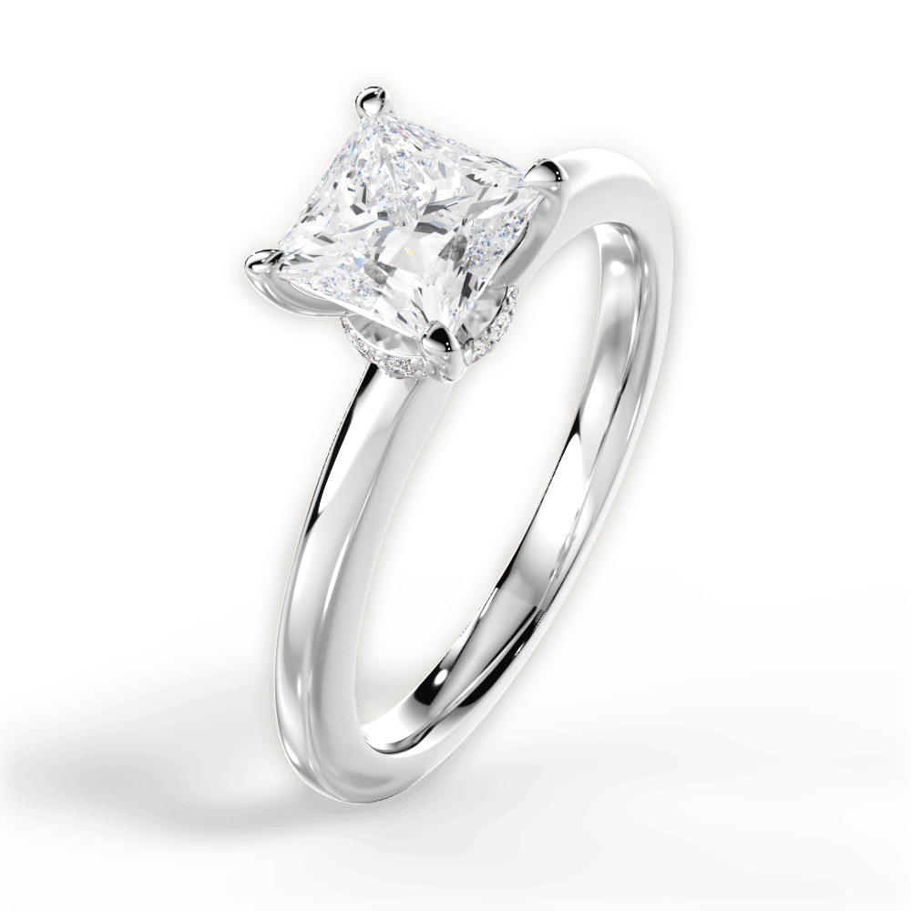 Cara Princess Cut Lab Grown Diamond 14Kt White Gold Engagement Ring - View 4