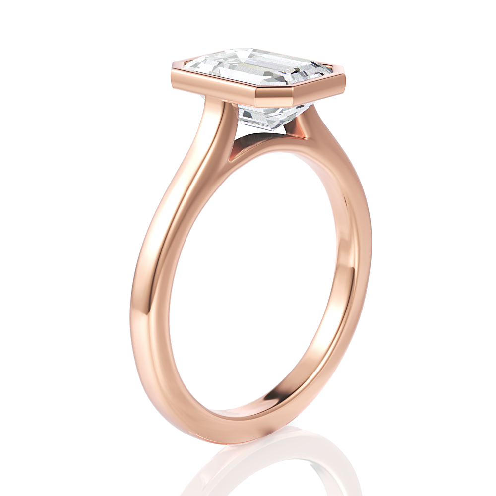 Molly emerald lab diamond engagement ring in 18k rose gold - view 2