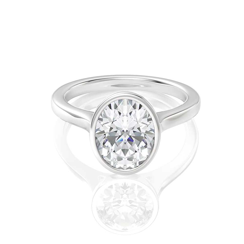 Molly oval lab diamond engagement ring in 18k white gold