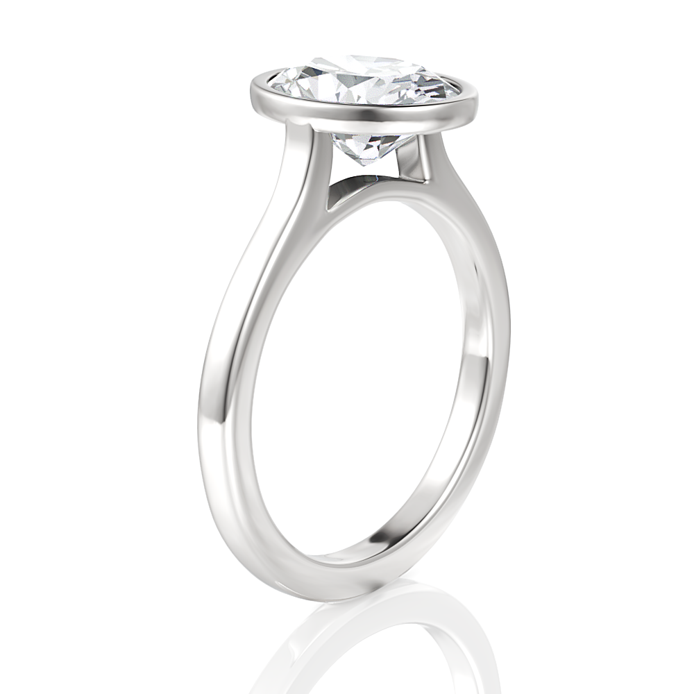Molly oval lab diamond engagement ring in 18k white gold - view 3