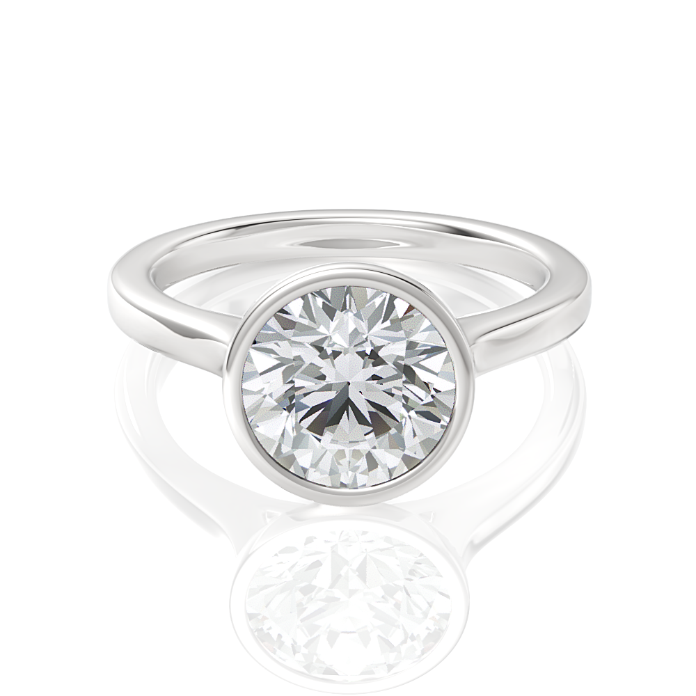 Molly round lab diamond engagement ring in 18k white gold