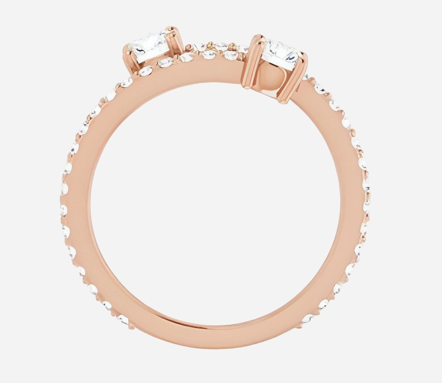 Diamond ring, rose gold and lab grown diamonds, fashion