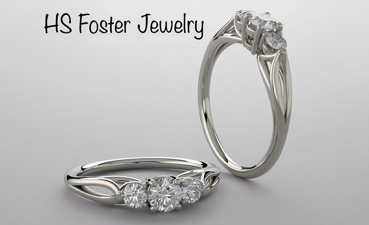 White gold past, present and future natural diamond ring