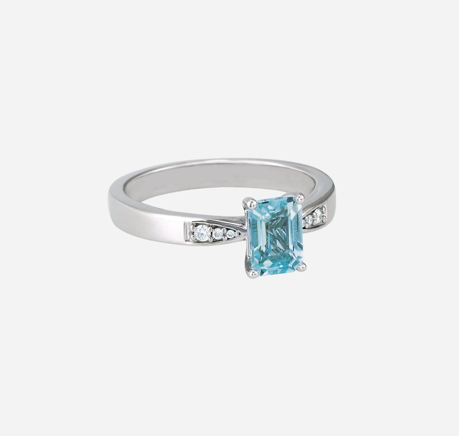 Aquamarine ring with white gold & 1/10ctw natural diamonds