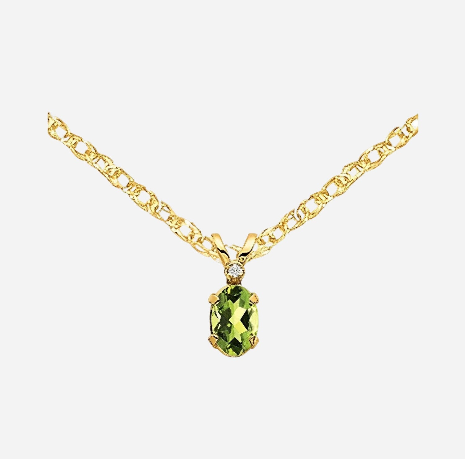 Peridot, yellow gold gem pendant
