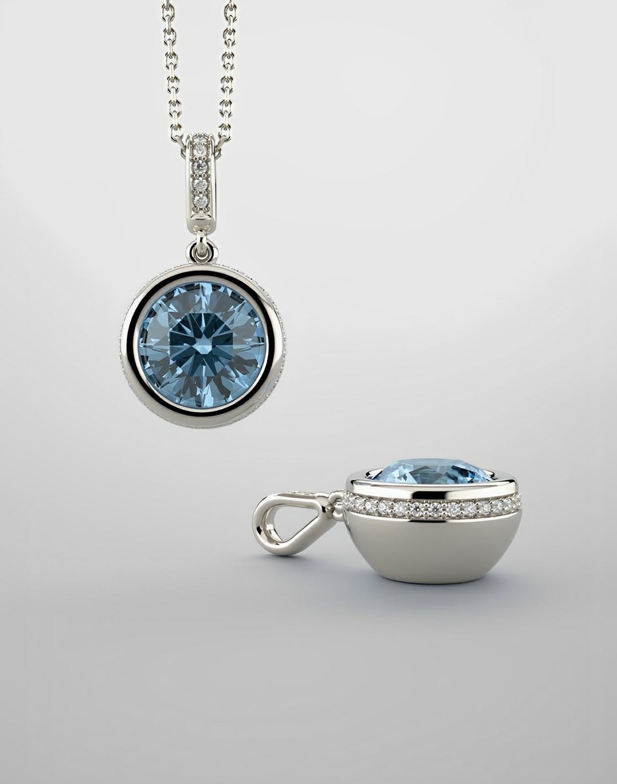 Aquamarine pendant with lab grown diamonds