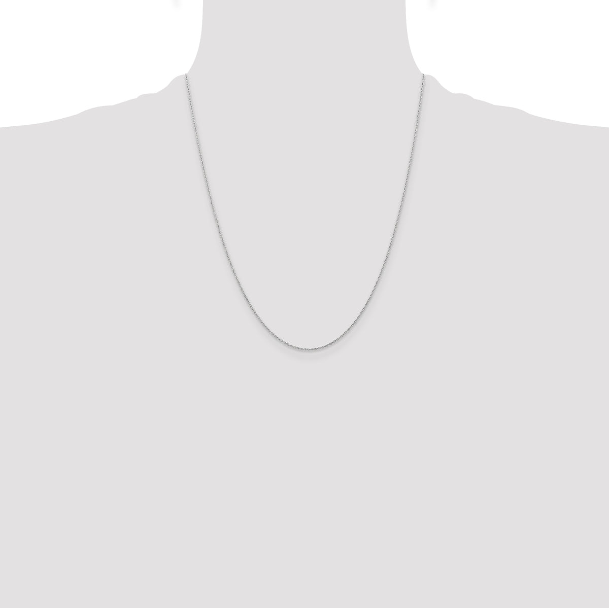 Gold (10K & 14K) Carded Cable Rope Chain - 14k White Gold / 22 in / 0.6 mm