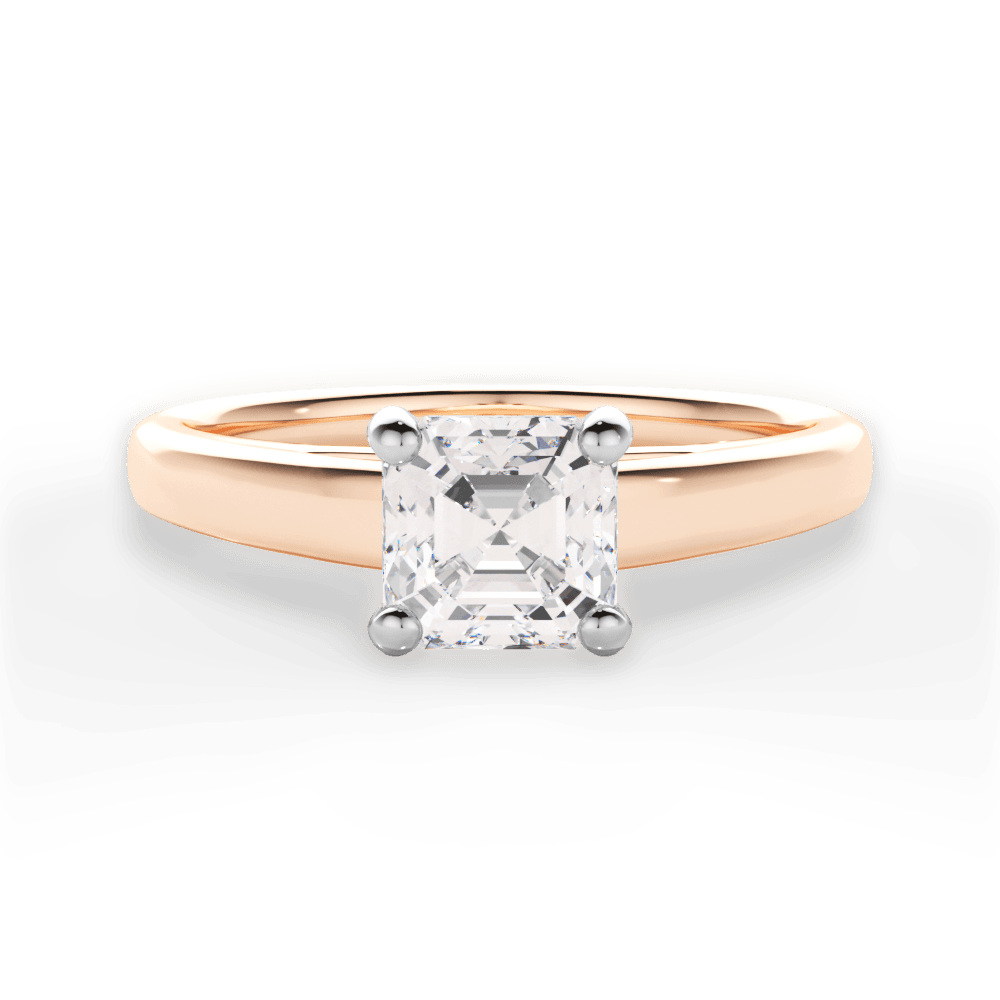 Adriana Asscher Cut Lab Grown Diamond 18Kt Rose Gold Engagement Ring