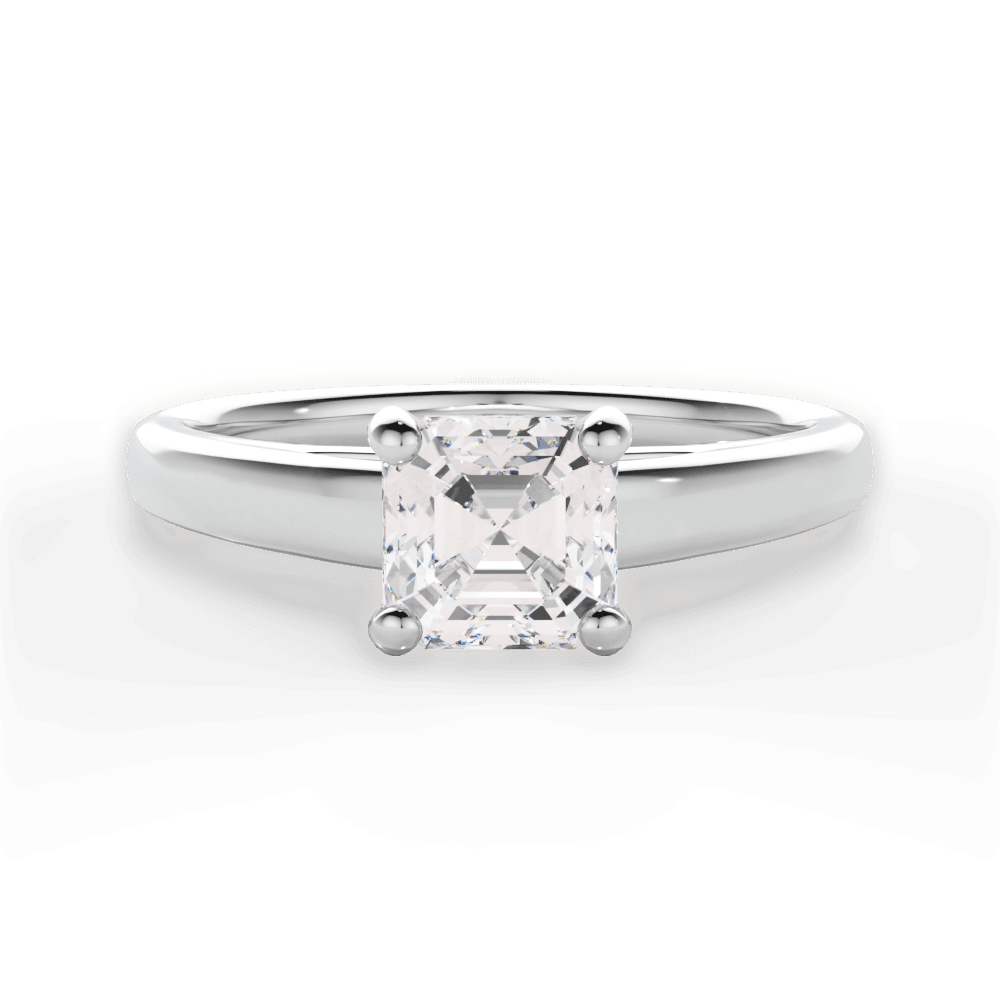 Adriana Asscher Cut Lab Grown Diamond 18Kt White Gold Engagement Ring
