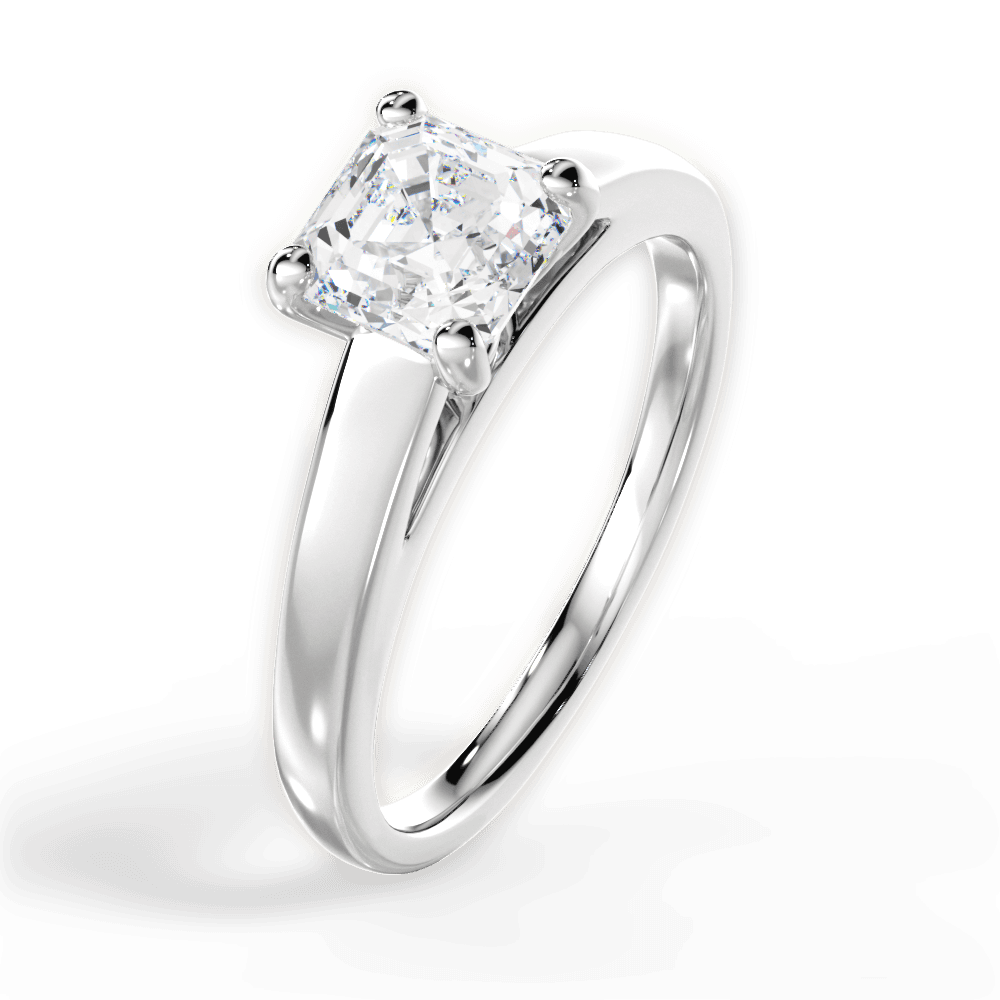 Adriana Asscher Cut Lab Grown Diamond Platinum Engagement Ring - View 4