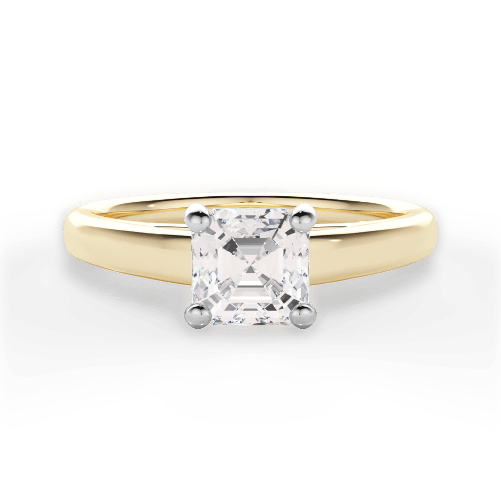 Adriana Asscher Cut Lab Grown Diamond 18Kt Yellow Gold Engagement Ring