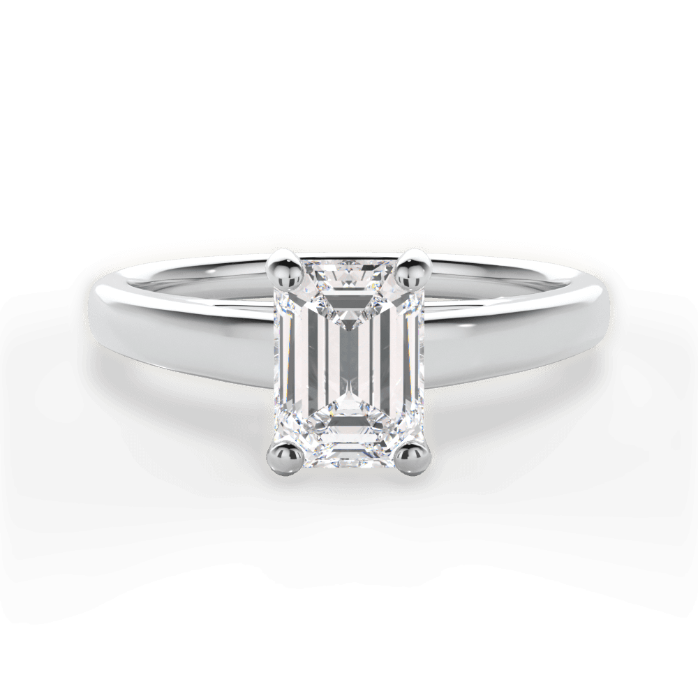 Adriana Emerald Cut Lab Grown Diamond 18Kt White Gold Engagement Ring