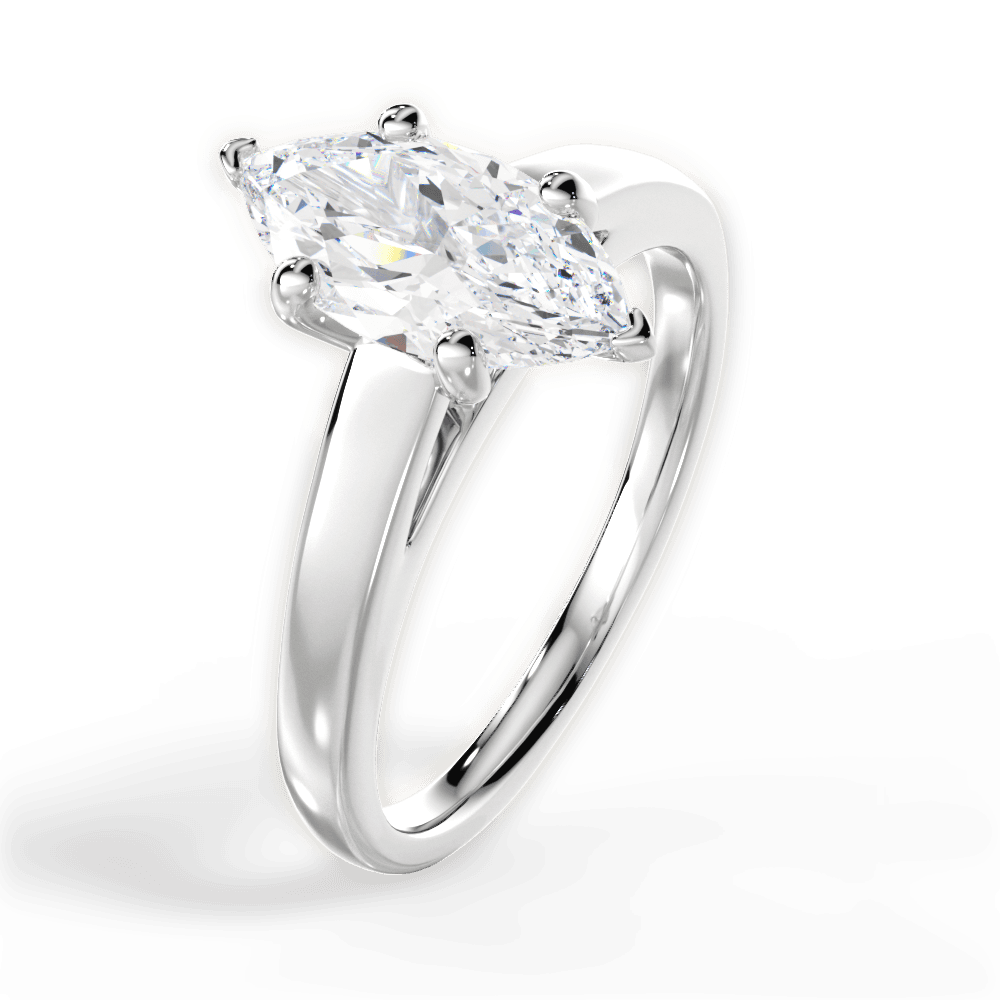 Adriana Marquise Cut Lab Grown Diamond 18Kt White Gold Engagement Ring - View 4
