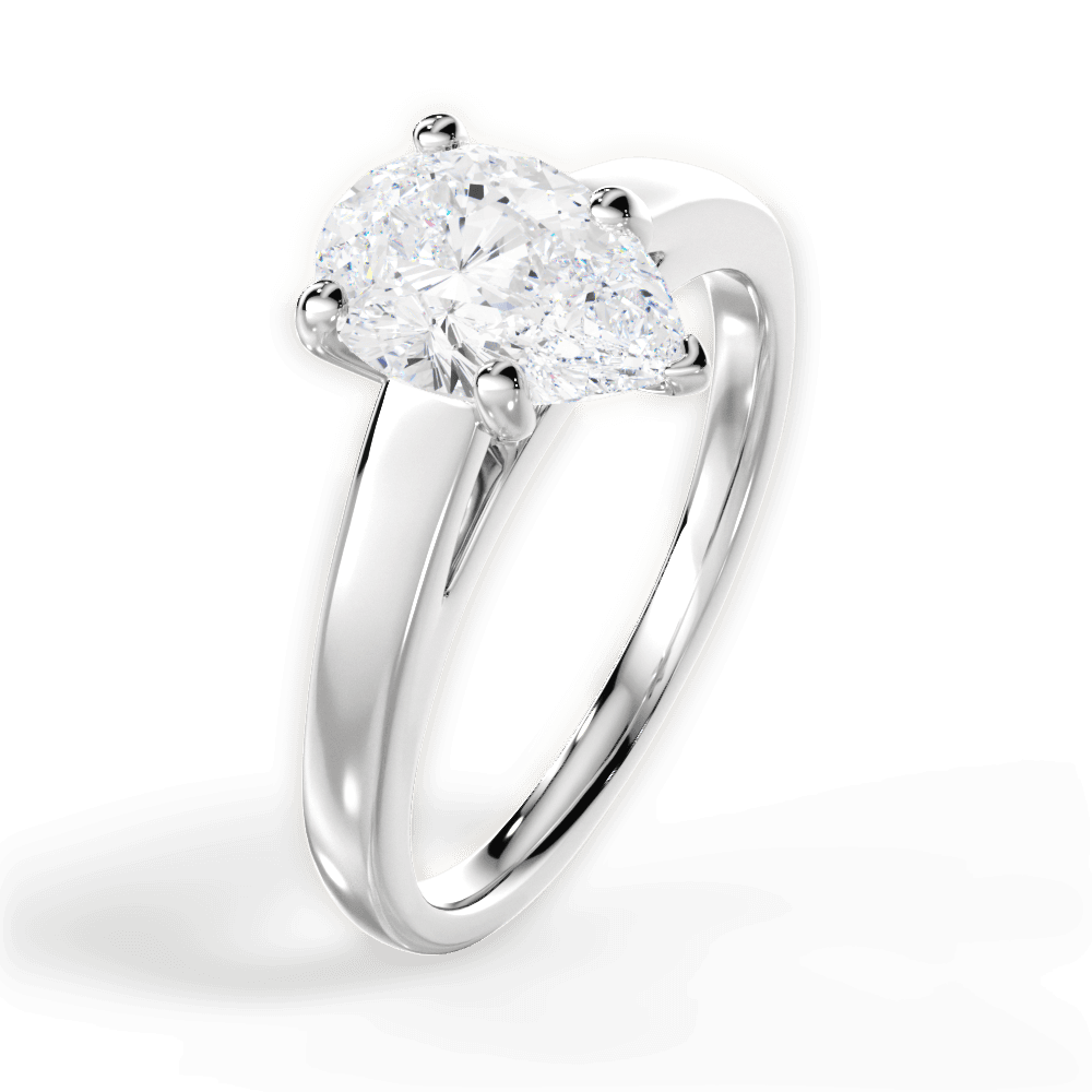Adriana Pear Cut Lab Grown Diamond 18Kt White Gold Engagement Ring - View 4