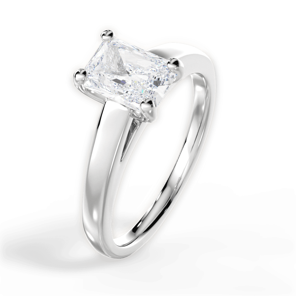 Adriana Radiant Cut Lab Grown Diamond 18Kt White Gold Engagement Ring - View 2