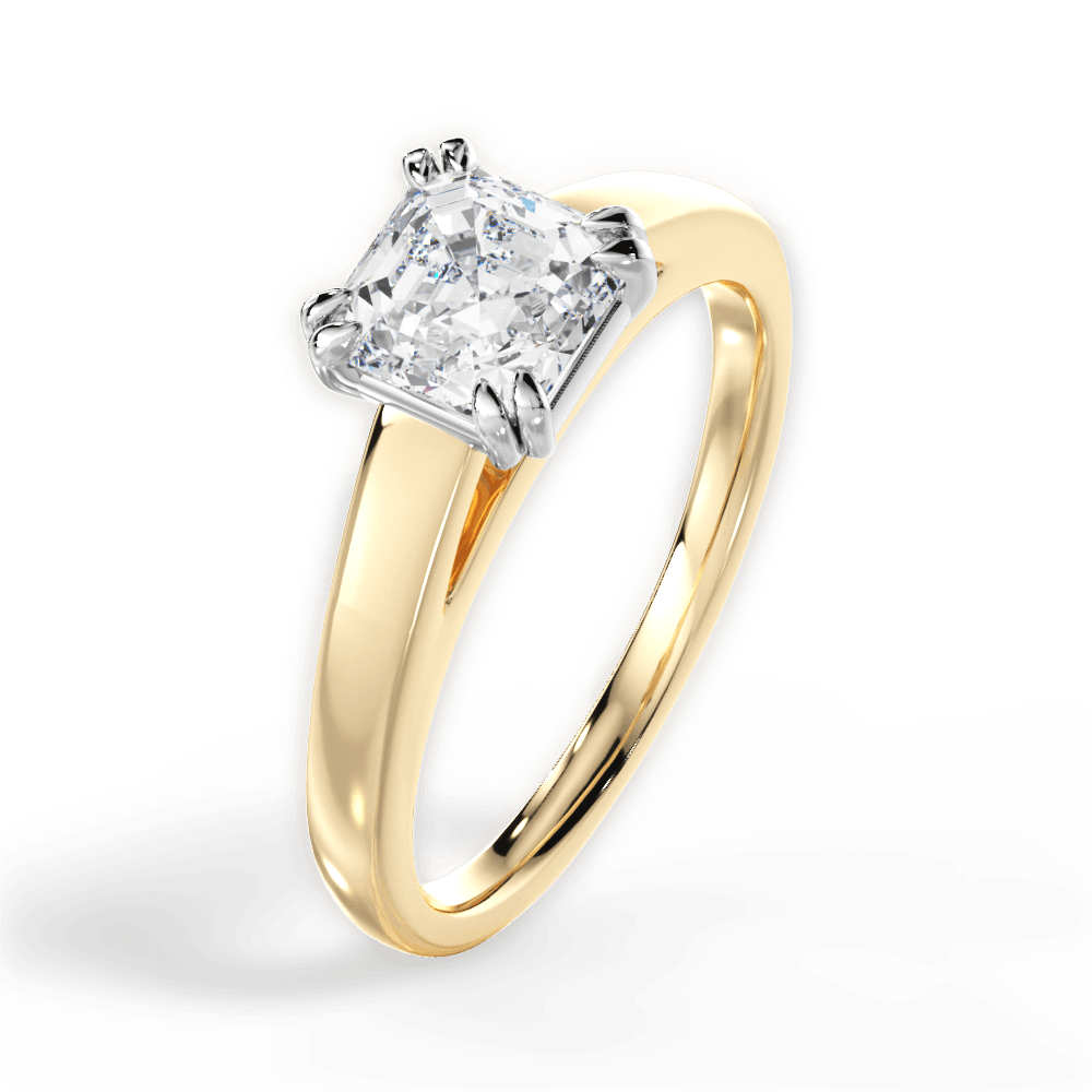 Anna Asscher Cut Lab Grown Diamond 18Kt Yellow Gold Engagement Ring - View 4