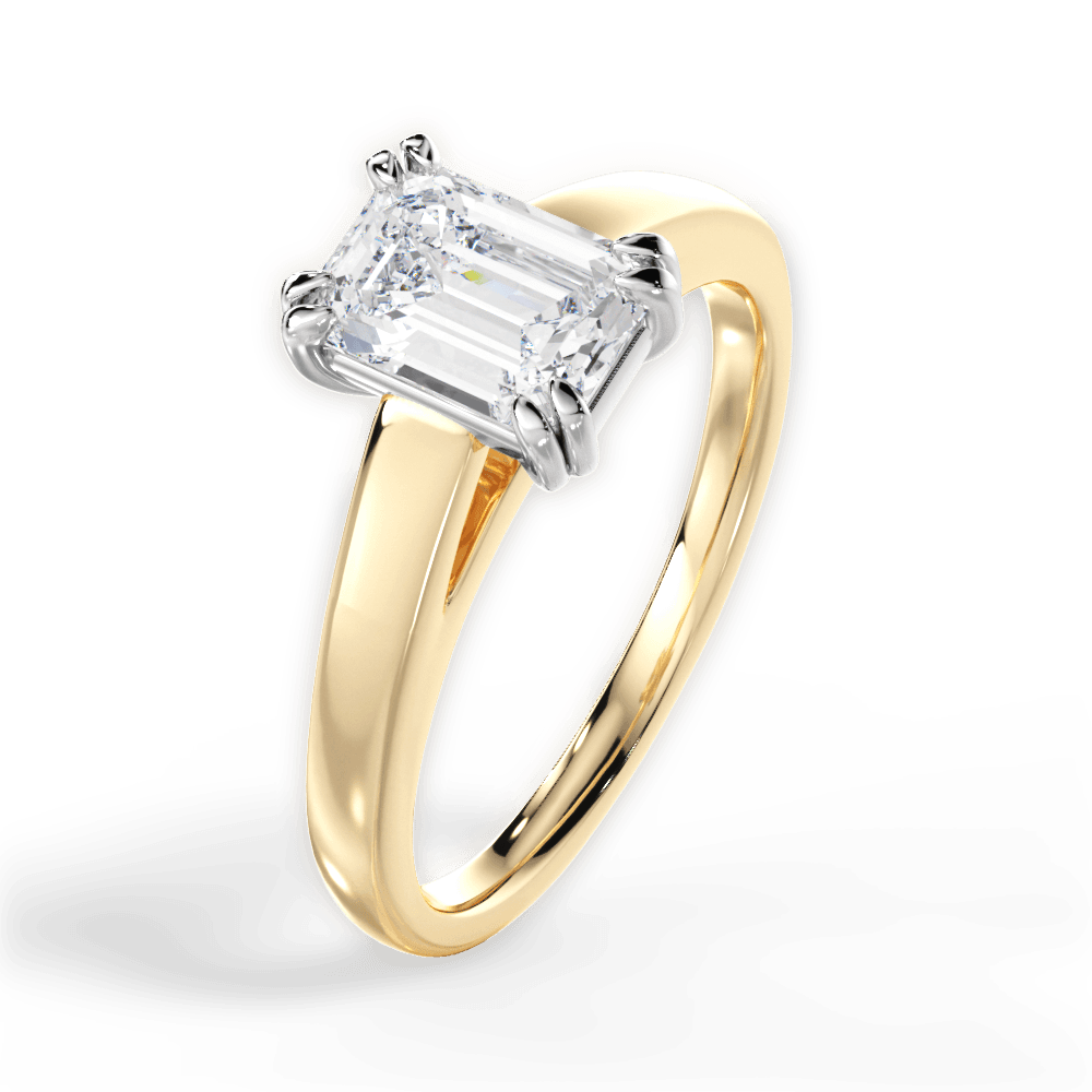 Anna Emerald Cut Lab Grown Diamond 18Kt Yellow Gold Engagement Ring - View 3