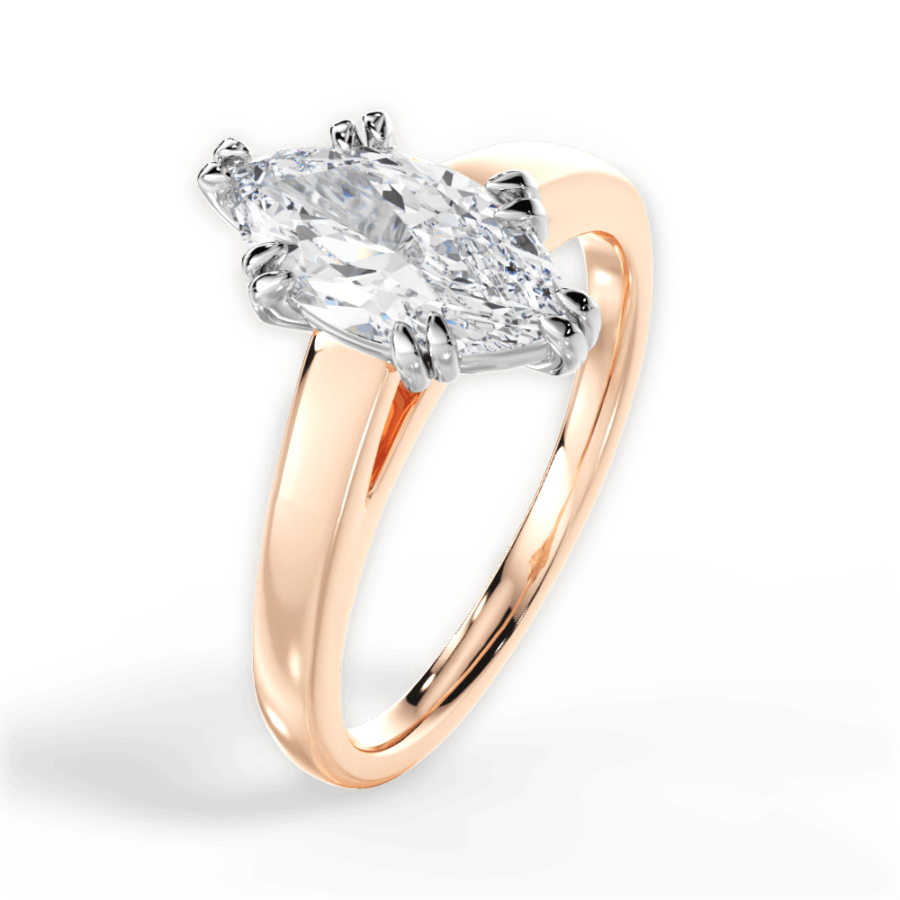 Anna Marquise Cut Lab Grown Diamond 18Kt Rose Gold Engagement Ring - View 4