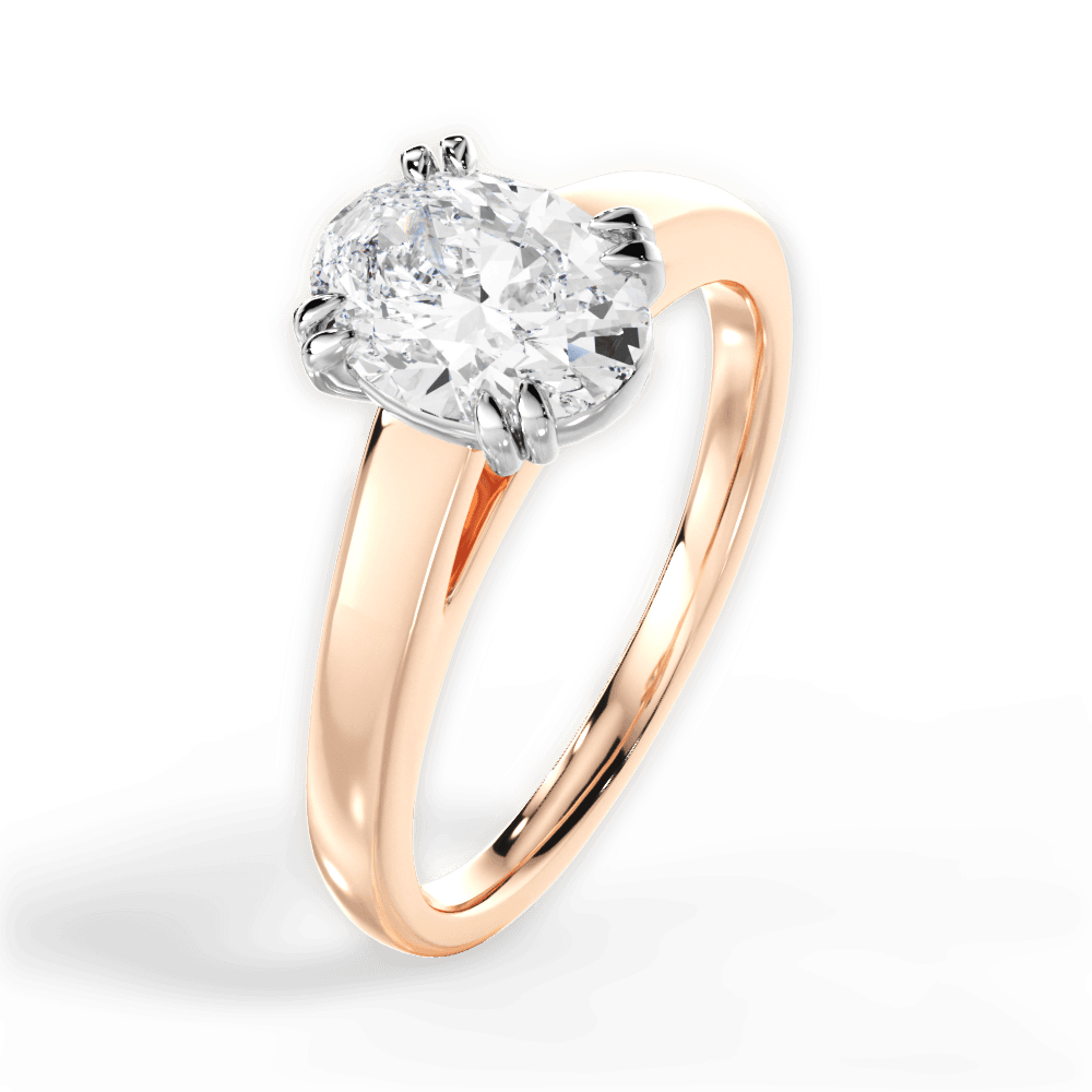 Anna Oval Cut Lab Grown Diamond 18Kt Rose Gold Engagement Ring - View 3