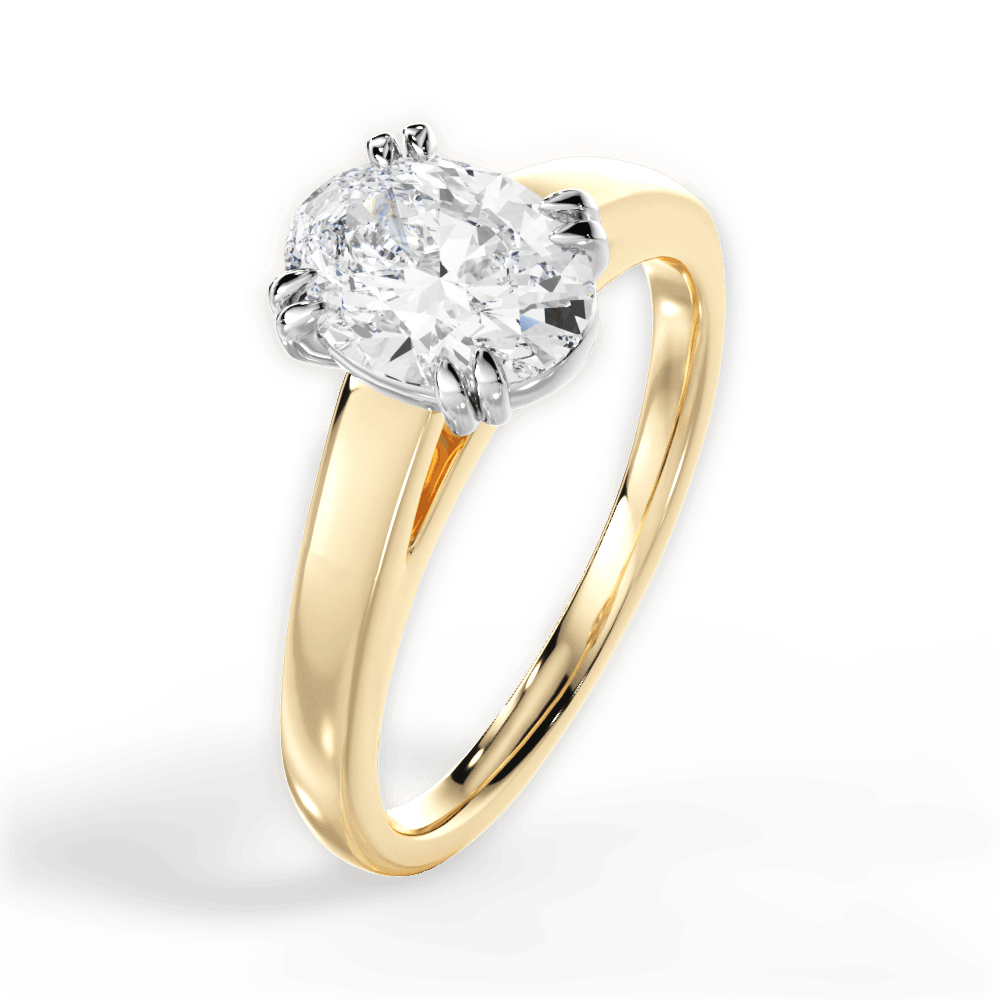 Anna Oval Cut Lab Grown Diamond 18Kt Yellow Gold Engagement Ring - View 3
