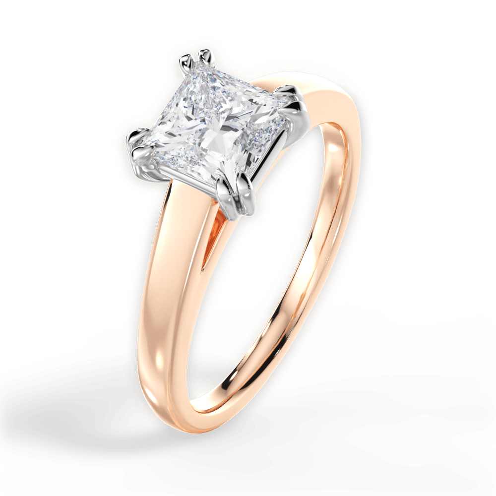 Anna Princess Cut Lab Grown Diamond 18Kt Rose Gold Engagement Ring - View 3