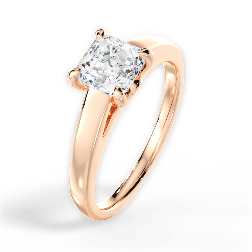 Cheryl Asscher Cut Lab Grown Diamond 18Kt Rose Gold Engagement Ring - View 2