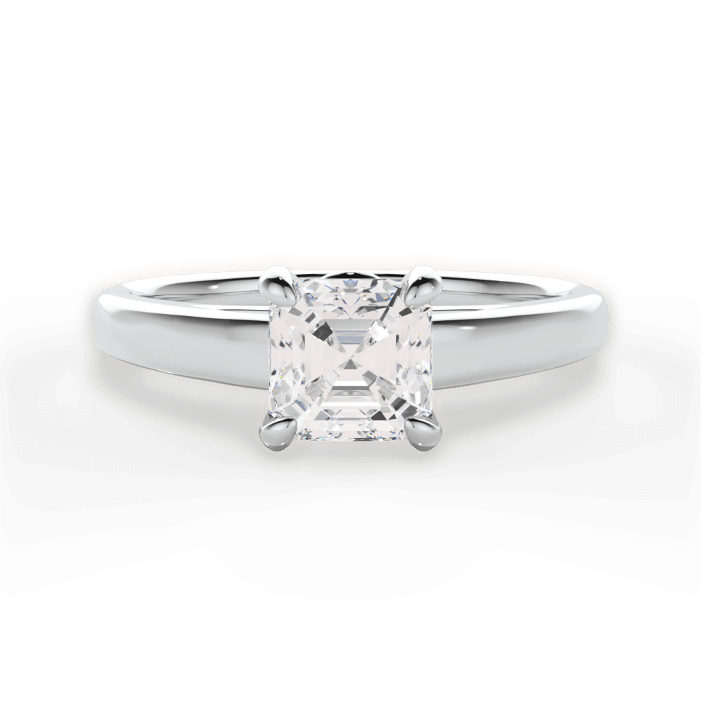 Bethany Asscher Cut Lab Grown Diamond 14Kt White Gold Engagement Ring