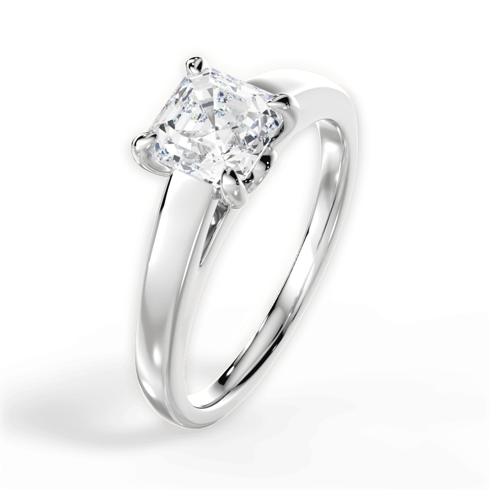 Bethany Asscher Cut Lab Grown Diamond Platinum Engagement Ring - View 4