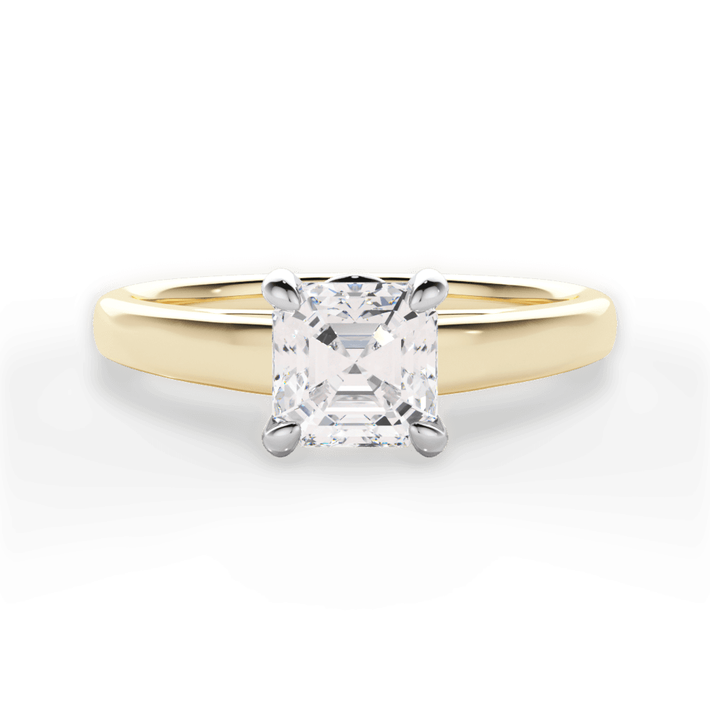 Bethany Asscher Cut Lab Grown Diamond 18Kt Yellow Gold Engagement Ring