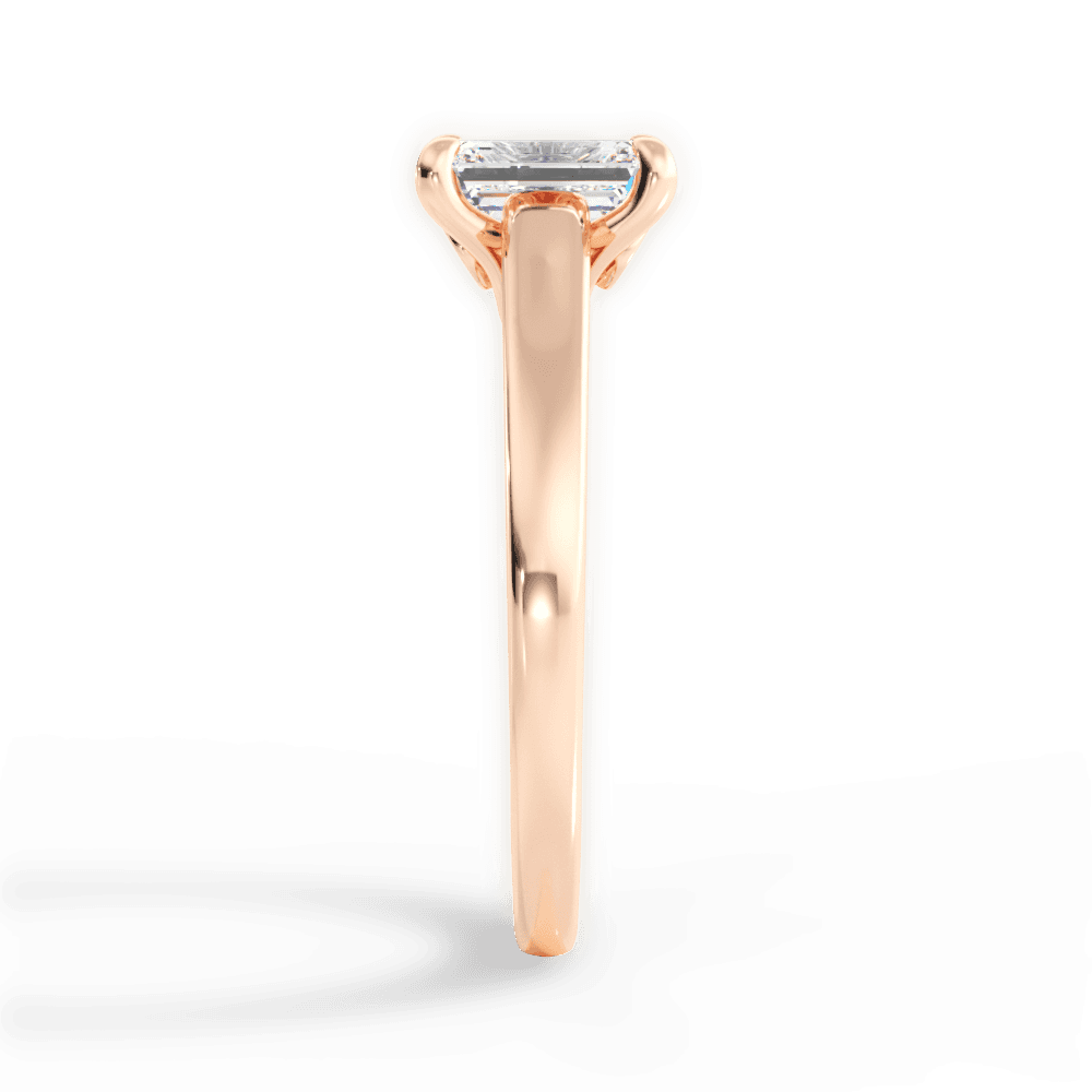 Cheryl Emerald Cut Lab Grown Diamond 18Kt Rose Gold Engagement Ring - View 3