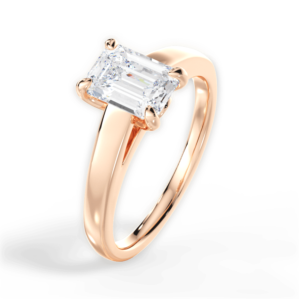 Cheryl Emerald Cut Lab Grown Diamond 18Kt Rose Gold Engagement Ring - View 2