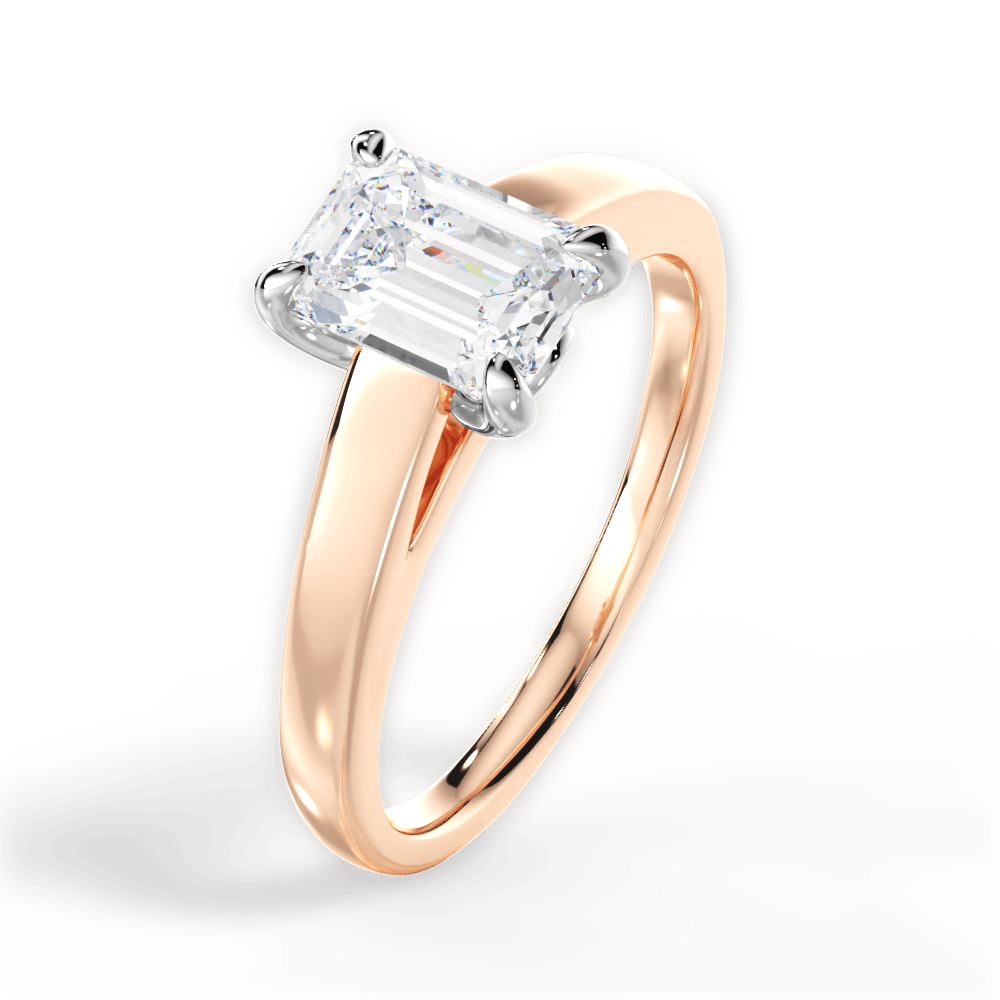 Bethany Emerald Cut Lab Grown Diamond 18Kt Rose Gold Engagement Ring - View 2
