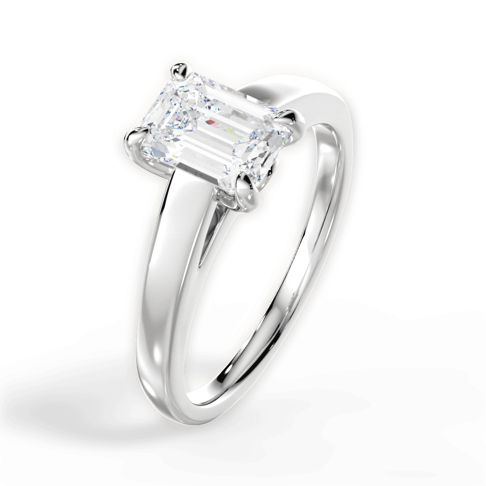 Bethany Emerald Cut Lab Grown Diamond 14Kt White Gold Engagement Ring - View 3