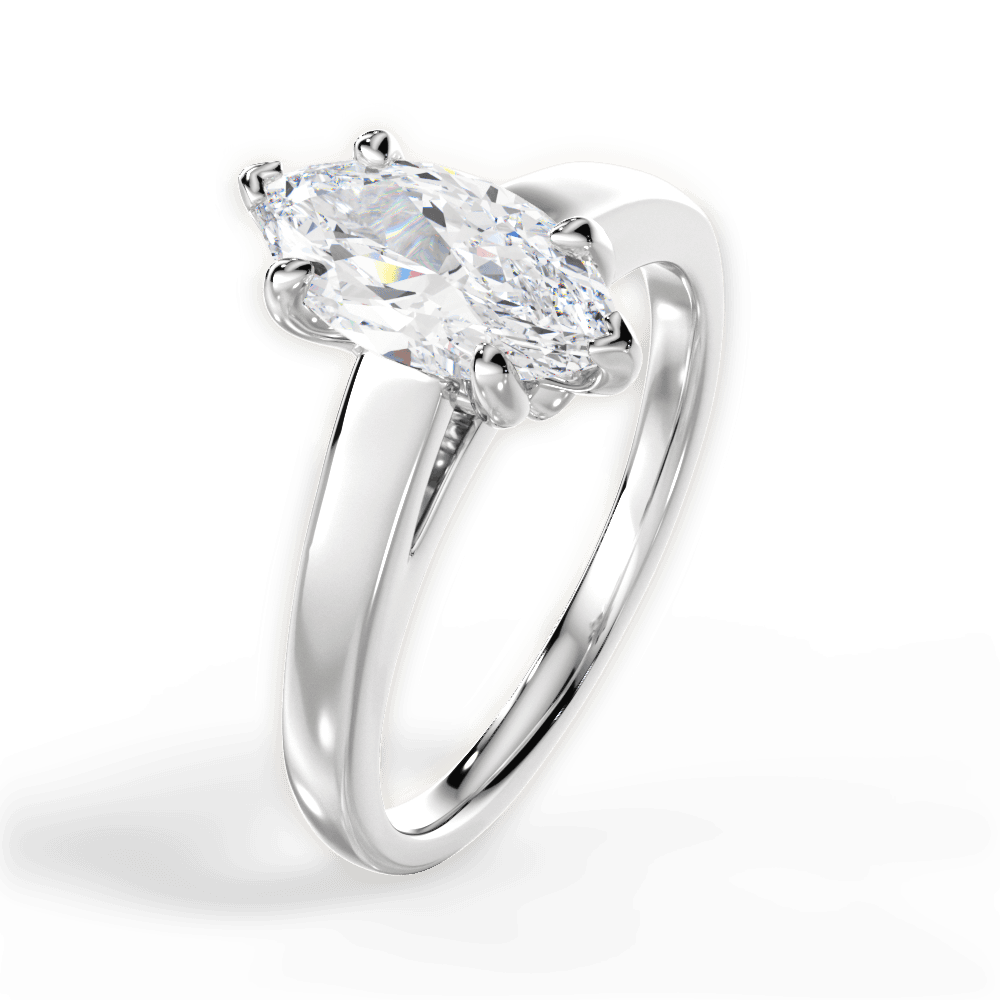 Bethany Marquise Cut Lab Grown Diamond Platinum Engagement Ring - View 2