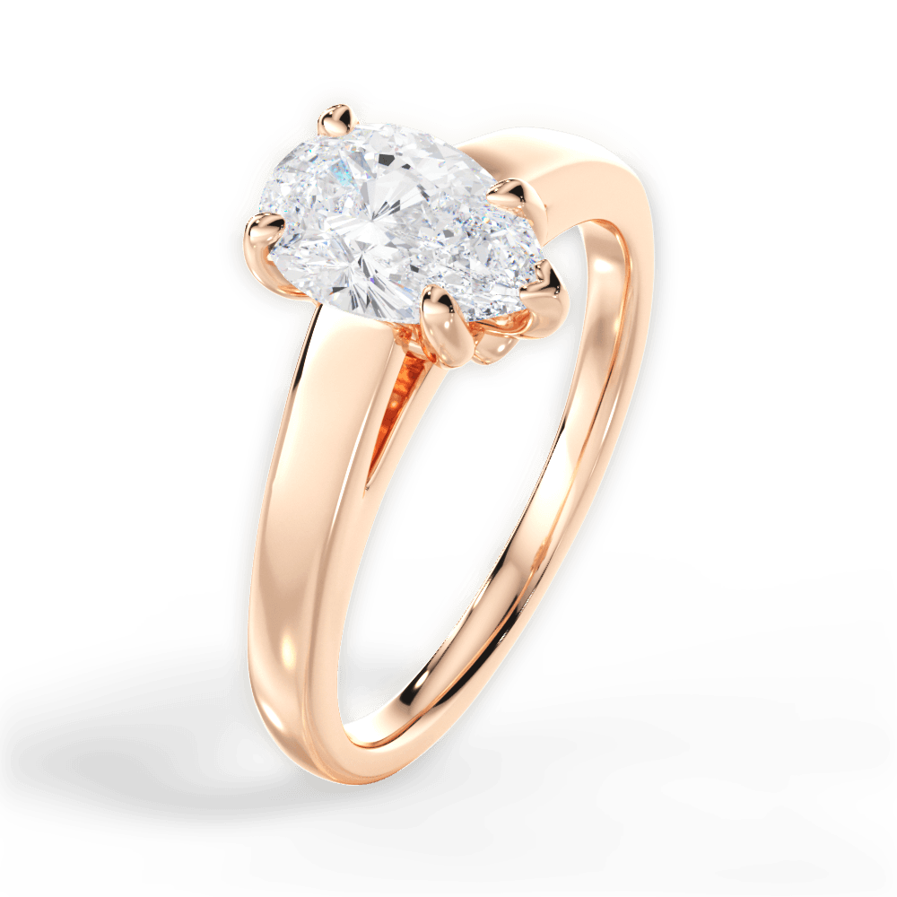Cheryl Pear Cut Lab Grown Diamond 18Kt Rose Gold Engagement Ring - View 2