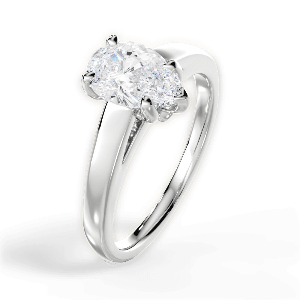Bethany Pear Cut Lab Grown Diamond 18Kt White Gold Engagement Ring - View 4