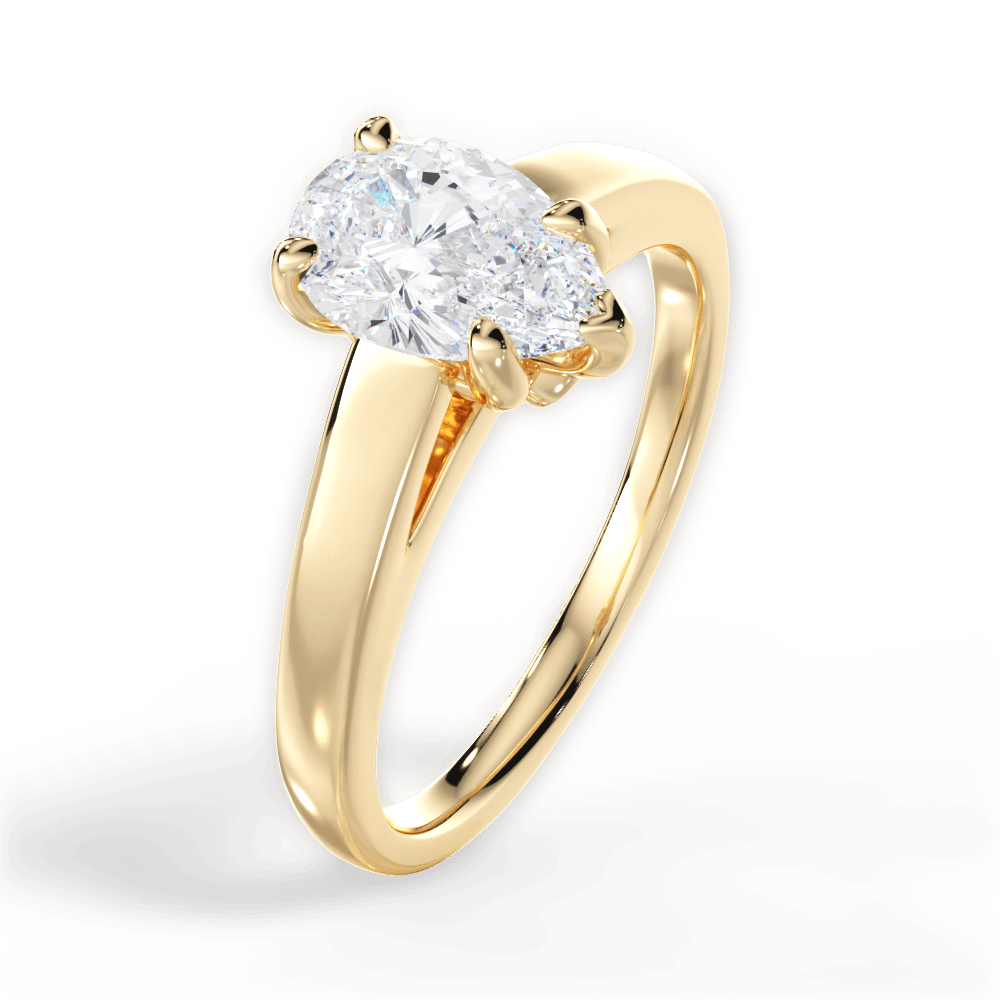Cheryl Pear Cut Lab Grown Diamond 18Kt Yellow Gold Engagement Ring - View 2