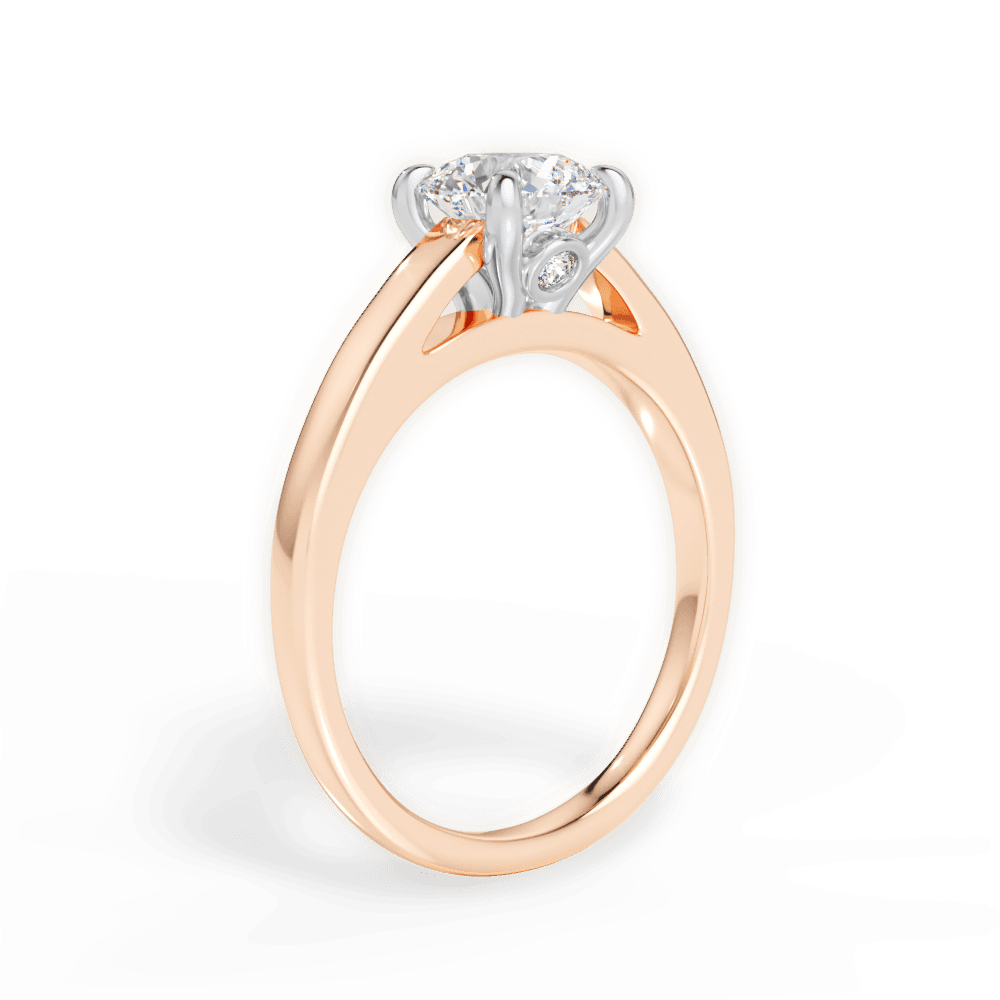Bethany Round Cut Lab Grown Diamond 18Kt Rose Gold Engagement Ring - View 3