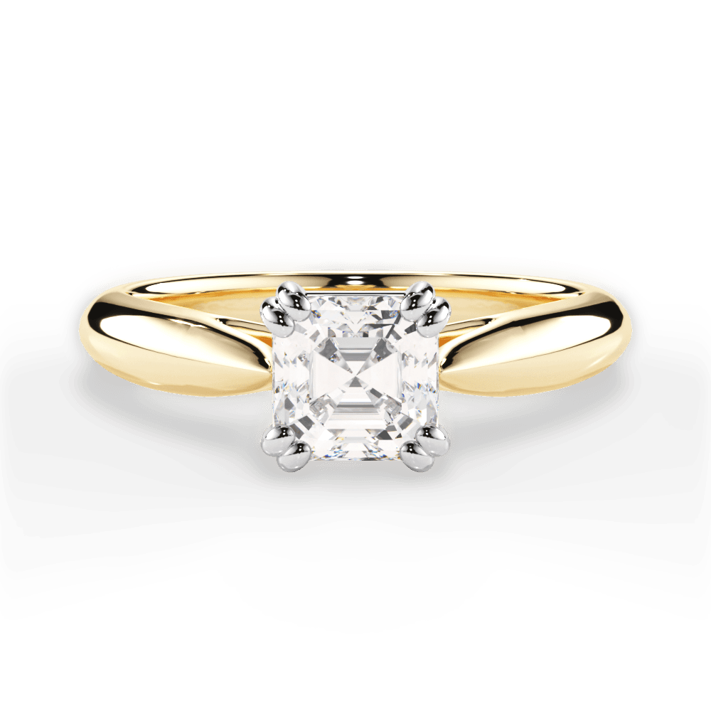 Camila Asscher Cut Lab Grown Diamond 18Kt Yellow Gold Engagement Ring