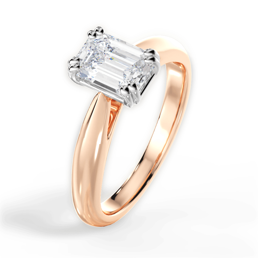 Camila Emerald Cut Lab Grown Diamond 18Kt Rose Gold Engagement Ring - View 3