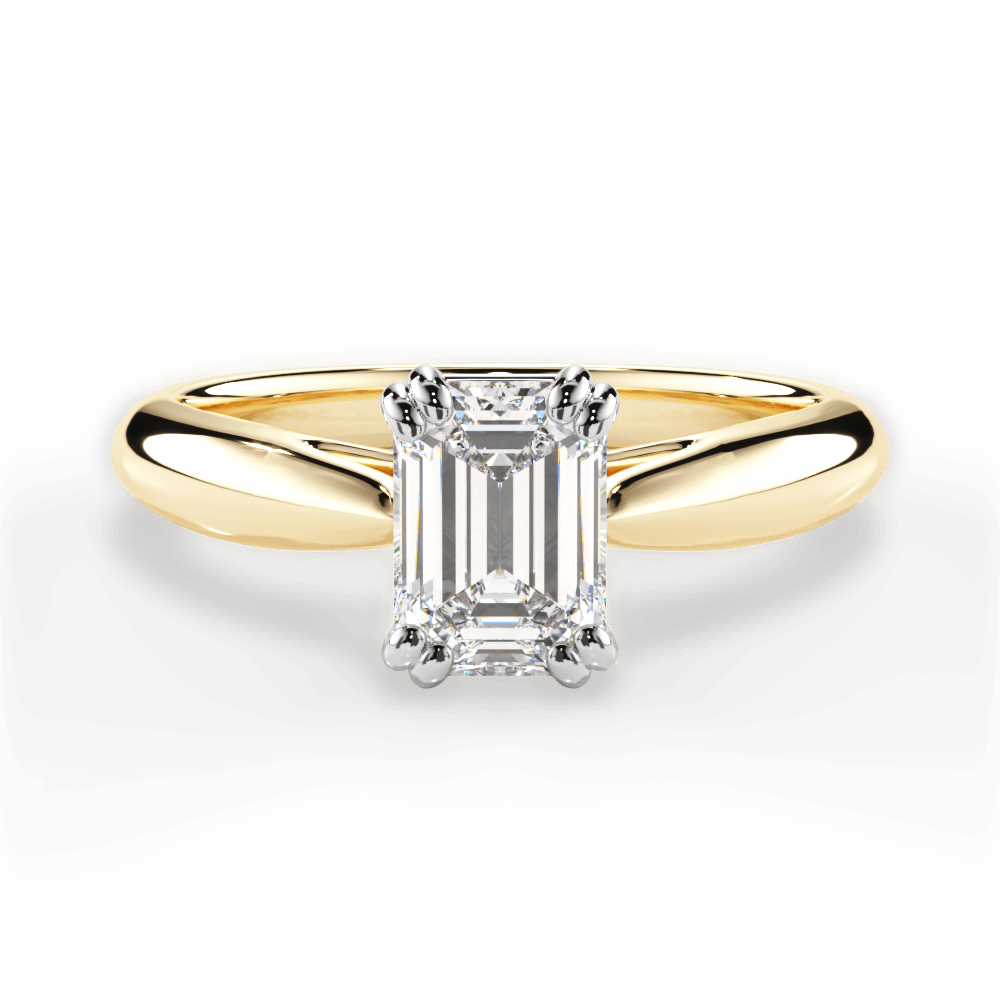 Camila Emerald Cut Lab Grown Diamond 18Kt Yellow Gold Engagement Ring