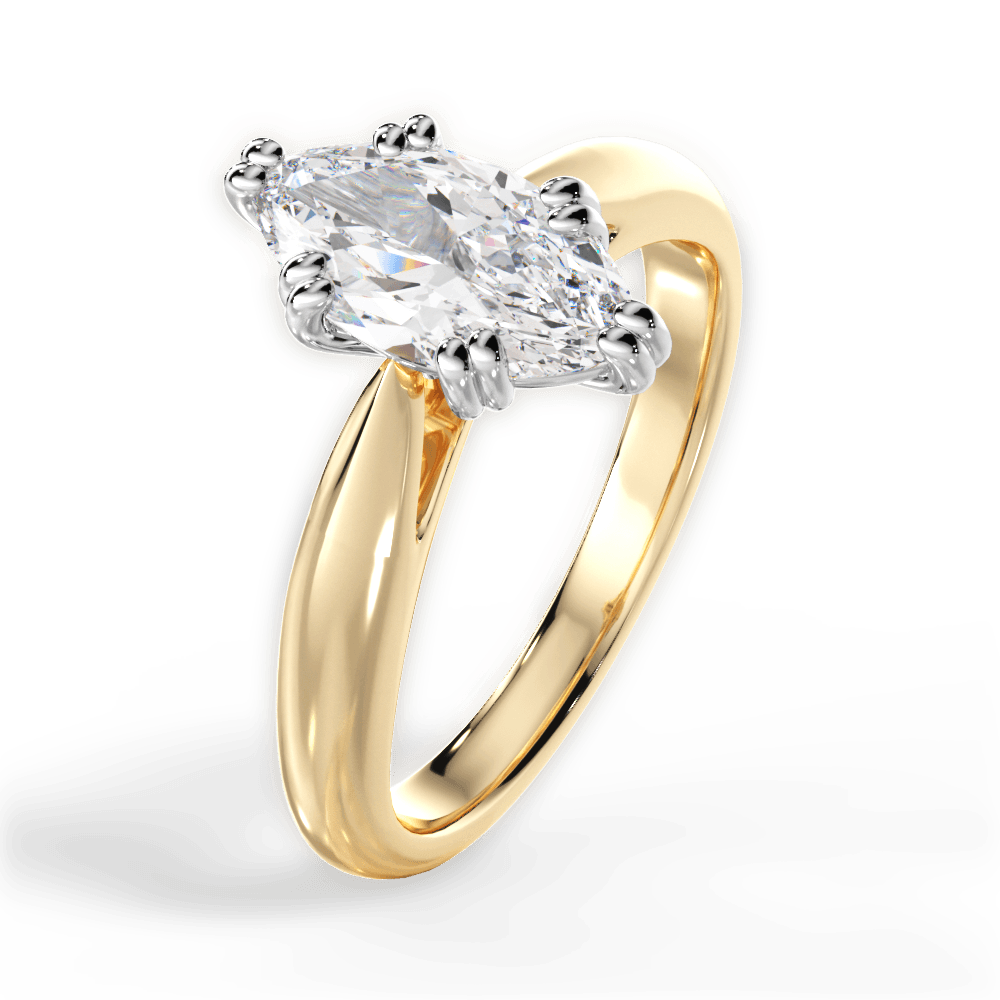 Camila Marquise Cut Lab Grown Diamond 18Kt Yellow Gold Engagement Ring - View 4