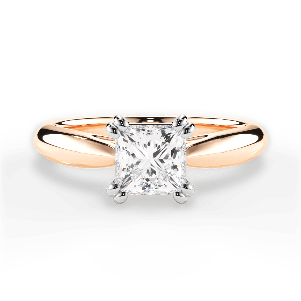 Camila Princess Cut Lab Grown Diamond 18Kt Rose Gold Engagement Ring