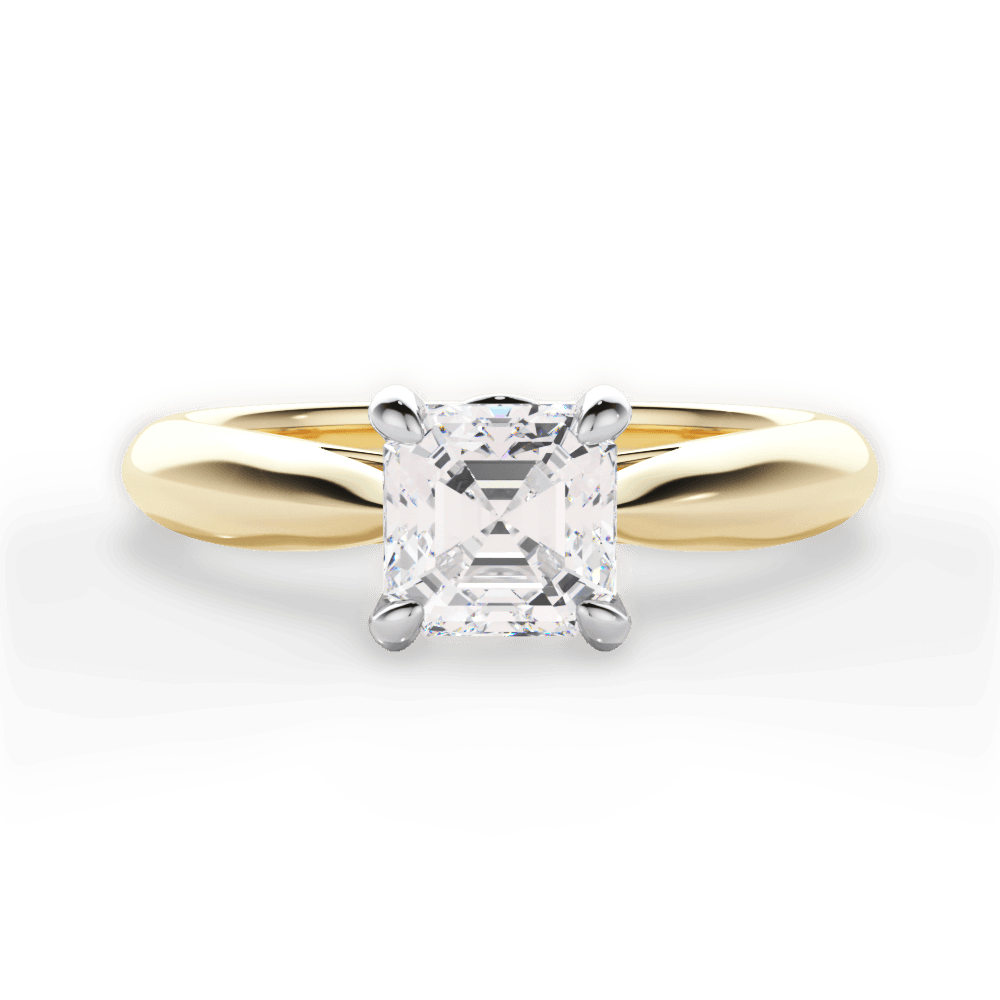 Beverly Asscher Cut Lab Grown Diamond 18Kt Yellow Gold Engagement Ring